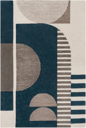 Brooklyn BRO-2303 Modern Wool Rug BRO2303-81012 Teal, Khaki, Charcoal 100% Wool 8'10" x 12'
