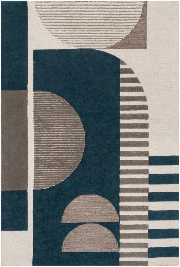 Brooklyn BRO-2303 Modern Wool Rug BRO2303-81012 Teal, Khaki, Charcoal 100% Wool 8'10" x 12'