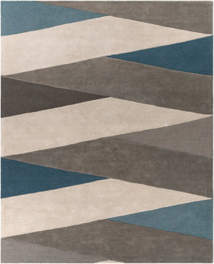 Brooklyn BRO-2307 Modern Wool Rug BRO2307-810 Teal, Khaki, Charcoal, Taupe 100% Wool 8' x 10'