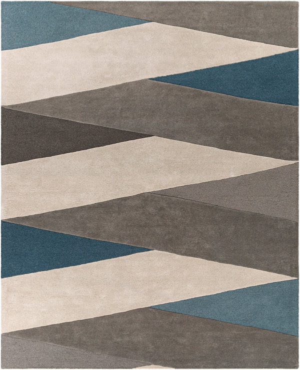 Brooklyn BRO-2307 Modern Wool Rug BRO2307-810 Teal, Khaki, Charcoal, Taupe 100% Wool 8' x 10'