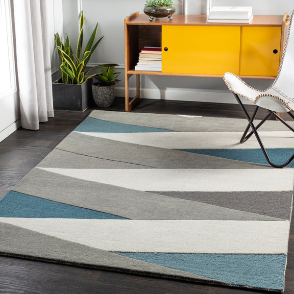 Brooklyn BRO-2307 Modern Wool Rug BRO2307-81012 Teal, Khaki, Charcoal, Taupe 100% Wool 8'10" x 12'