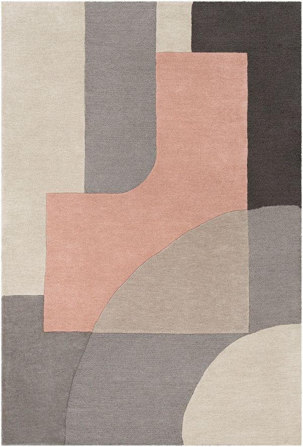 Brooklyn BRO-2308 Modern Wool Rug BRO2308-81012 Pale Pink, Taupe, Charcoal, Khaki, Medium Gray 100% Wool 8'10" x 12'