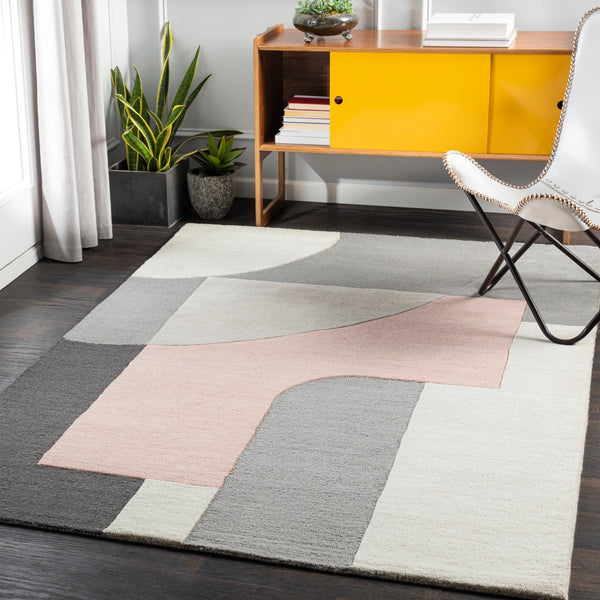 Brooklyn BRO-2308 Modern Wool Rug BRO2308-81012 Pale Pink, Taupe, Charcoal, Khaki, Medium Gray 100% Wool 8'10" x 12'