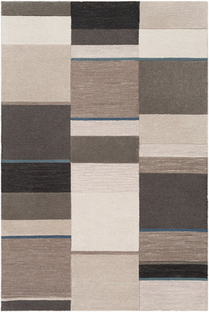 Brooklyn BRO-2309 Modern Wool Rug BRO2309-81012 Teal, Khaki, Camel, Taupe, Charcoal 100% Wool 8'10" x 12'