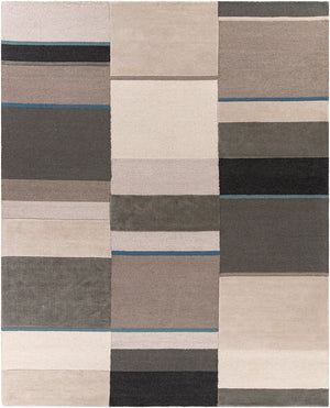 Brooklyn BRO-2309 Modern Wool Rug BRO2309-810 Teal, Khaki, Camel, Taupe, Charcoal 100% Wool 8' x 10'