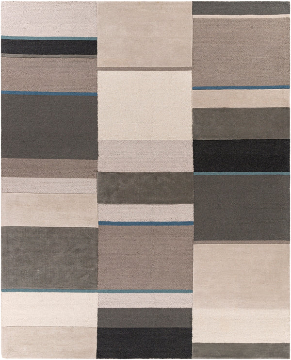 Brooklyn BRO-2309 Modern Wool Rug BRO2309-810 Teal, Khaki, Camel, Taupe, Charcoal 100% Wool 8' x 10'