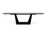 VIG Furniture Modrest Bronwin - Modern Glass & Black Metal Extendable Dining Table VGNSGD8684-BLK-DT