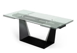 VIG Furniture Modrest Bronwin - Modern Glass & Black Metal Extendable Dining Table VGNSGD8684-BLK-DT