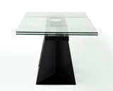 VIG Furniture Modrest Bronwin - Modern Glass & Black Metal Extendable Dining Table VGNSGD8684-BLK-DT