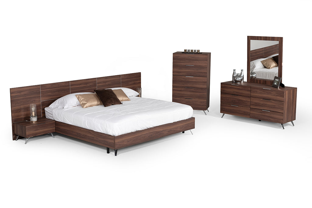 VIG Furniture Nova Domus Brooklyn Italian Modern Walnut Bed VGACBROOKLYN-BED
