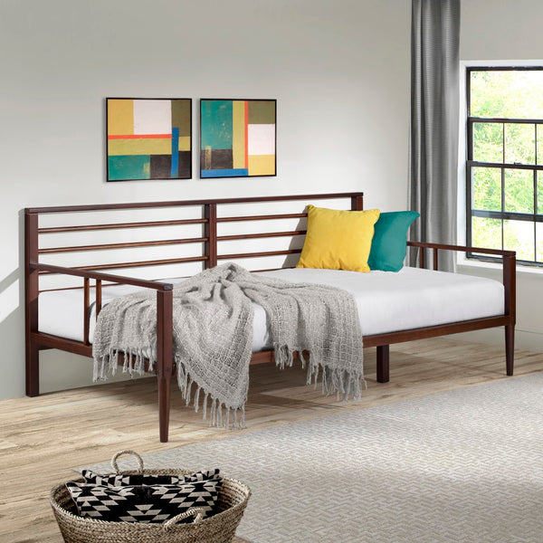 Walker Edison Mid-Century Modern Solid Wood Spindle Daybed Walnut BRSPDBWT 840035361406