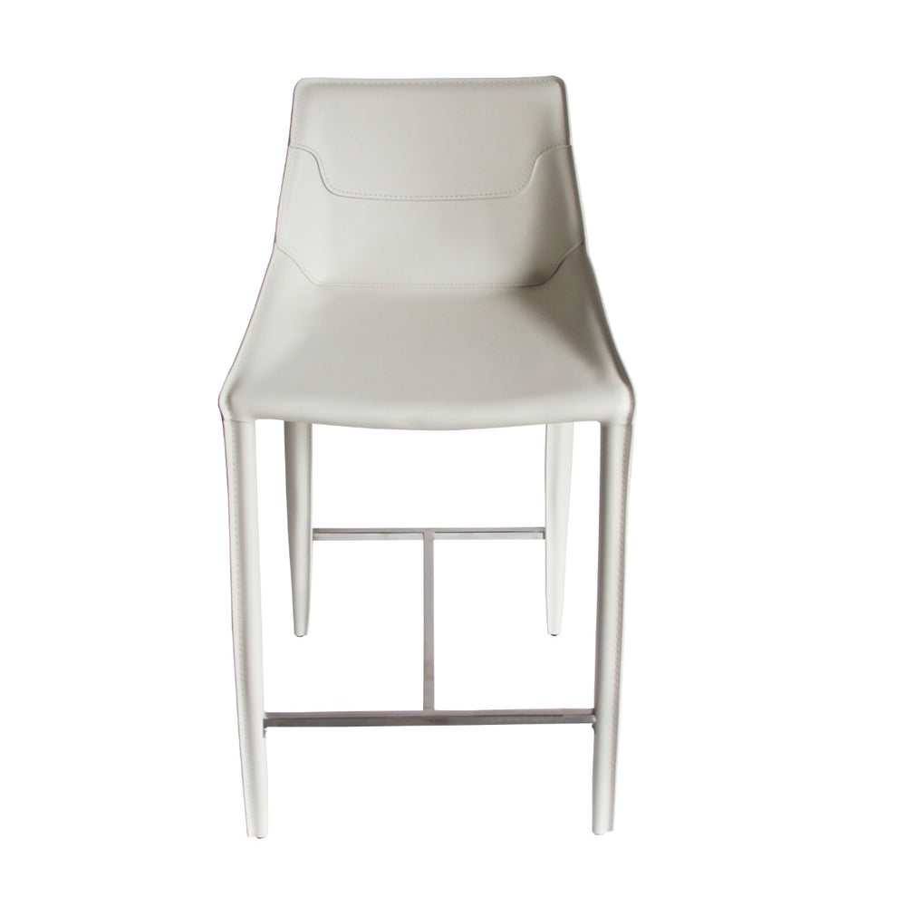 VIG Furniture Modrest Halo - Modern Ivory Saddle Leather Counter Stool VGYF-BS1113-I