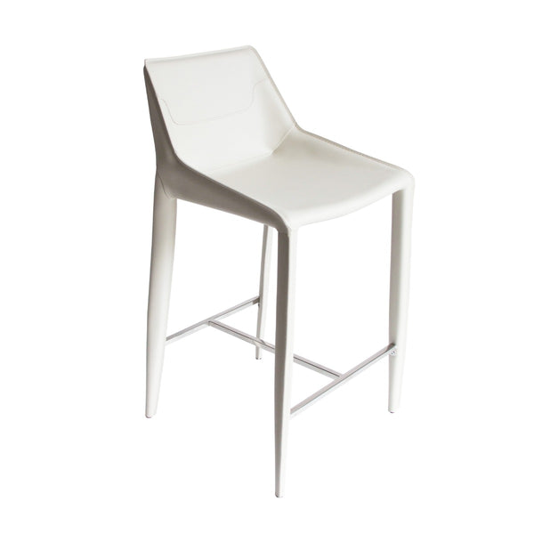 VIG Furniture Modrest Halo - Modern Ivory Saddle Leather Counter Stool VGYF-BS1113-I