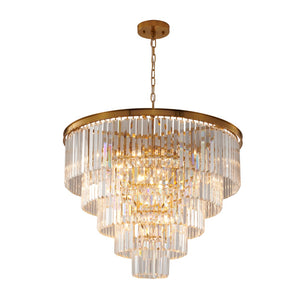 Bethel Gold Chandelier in Metal & Crystal