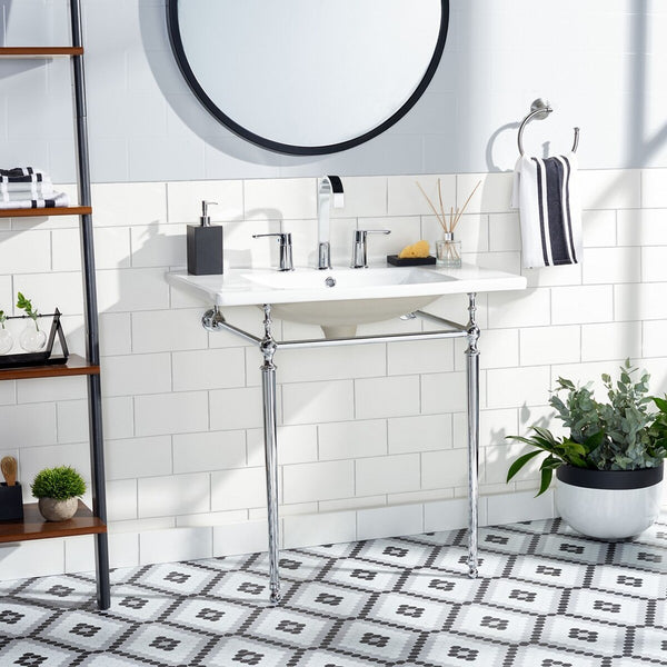 Safavieh Levin Bathroom Drop-In Sink With Three Holes 32In  White Ceramic BSK5420A