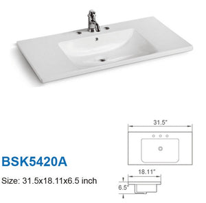 Safavieh Levin Bathroom Drop-In Sink With Three Holes 32In  White Ceramic BSK5420A