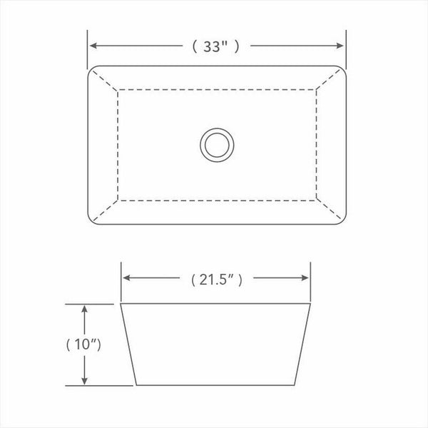 Farmhouse Porcelain Ceramic Rect 33In Kitchen Sink