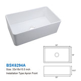 Safavieh Farmhouse Kitchen Sink,33X18In Ceramic White Ceramic BSK6294A