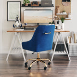 Zuo Modern Madelaine 100% Polyester, Plywood, Steel Modern Commercial Grade Office Chair Navy, Gold 100% Polyester, Plywood, Steel