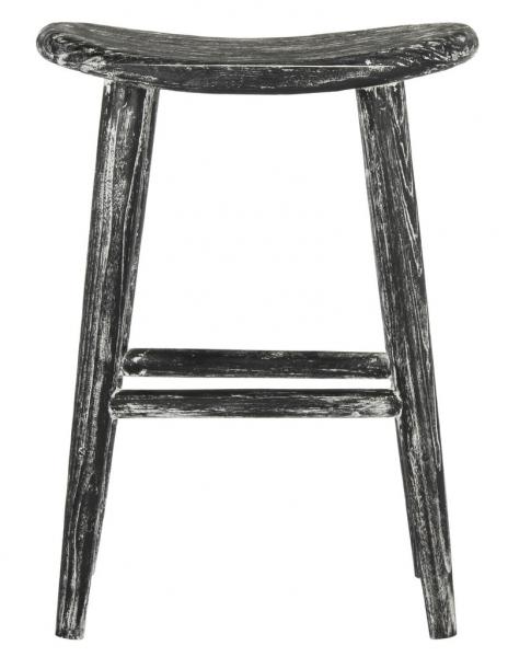 Safavieh Colton Counter Stool Wood Black White Water Based Paint Sungkai BST1000A 889048272125