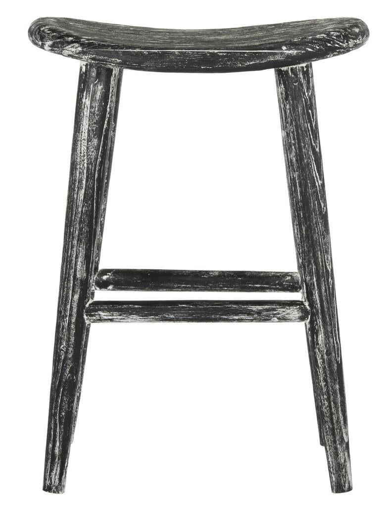 Safavieh Colton Counter Stool Wood Black White Water Based Paint Sungkai BST1000A 889048272125