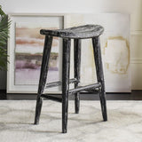 Safavieh Colton Counter Stool Wood Black White Water Based Paint Sungkai BST1000A 889048272125