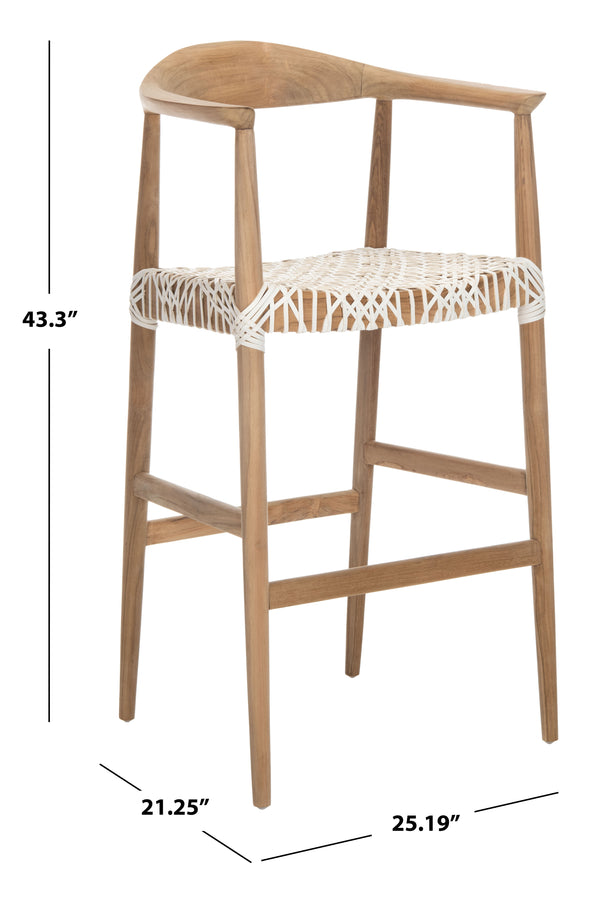 Safavieh Bandelier Barstool in Natural and White BST1005A 889048739710