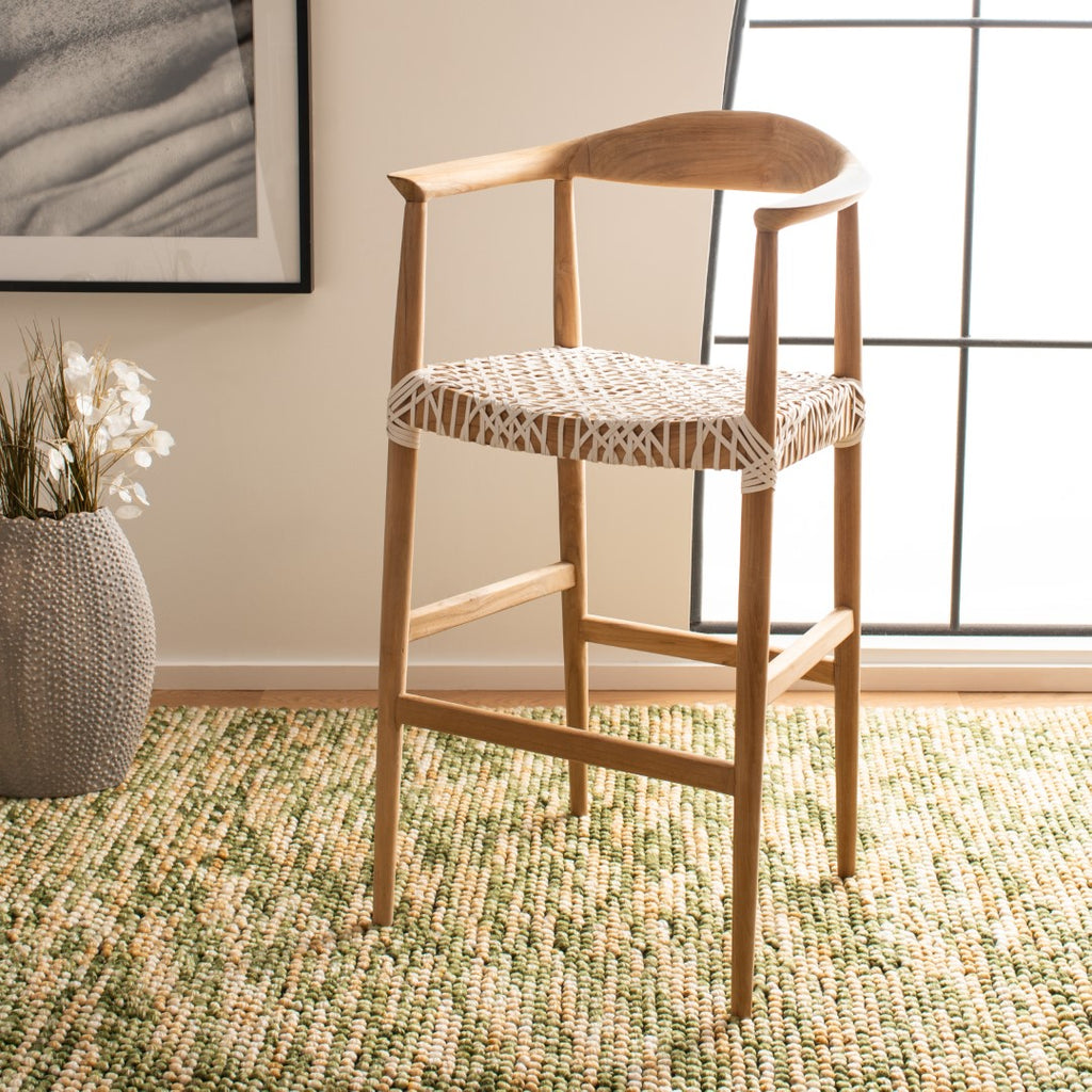 Safavieh Bandelier Barstool in Natural and White BST1005A 889048739710