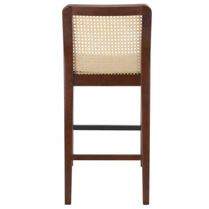 Safavieh Benicio Rattan Counter Stool - Set of 2 Dark Brown Body/ Natural Back Rest BST1506A-SET2