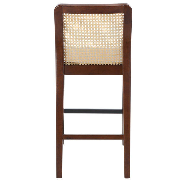 Safavieh Benicio Rattan Counter Stool - Set of 2 Dark Brown Body/ Natural Back Rest BST1506A-SET2