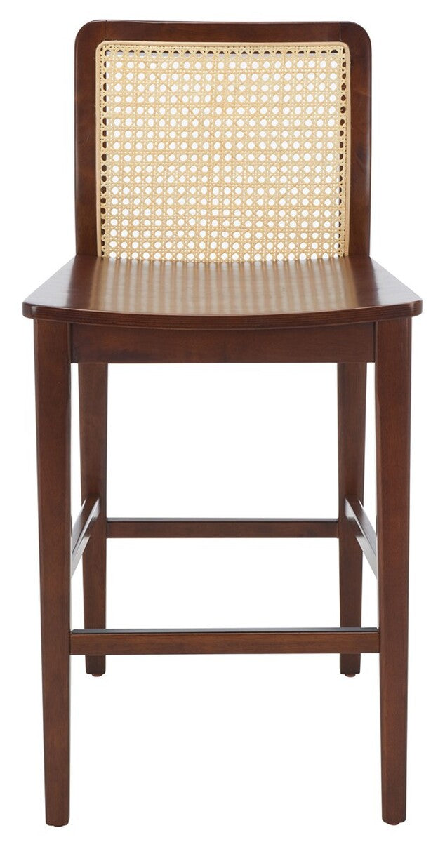 Safavieh Benicio Rattan Counter Stool - Set of 2 Dark Brown Body/ Natural Back Rest BST1506A-SET2