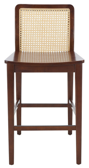 Safavieh Benicio Rattan Counter Stool - Set of 2 Dark Brown Body/ Natural Back Rest BST1506A-SET2