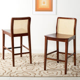 Safavieh Benicio Rattan Counter Stool - Set of 2 Dark Brown Body/ Natural Back Rest BST1506A-SET2