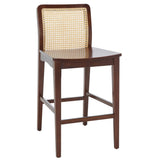 Safavieh Benicio Rattan Counter Stool - Set of 2 Dark Brown Body/ Natural Back Rest BST1506A-SET2