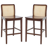 Safavieh Benicio Rattan Counter Stool - Set of 2 Dark Brown Body/ Natural Back Rest BST1506A-SET2