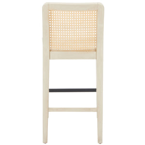 Safavieh Benicio Rattan Counter Stool - Set of 2 White Body/ Natural Back Rest BST1506B-SET2