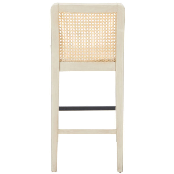 Safavieh Benicio Rattan Counter Stool - Set of 2 White Body/ Natural Back Rest BST1506B-SET2