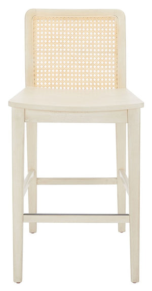 Safavieh Benicio Rattan Counter Stool - Set of 2 White Body/ Natural Back Rest BST1506B-SET2