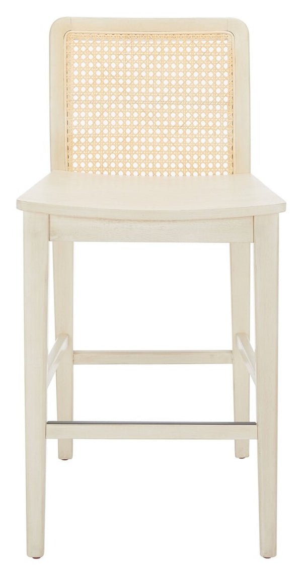 Safavieh Benicio Rattan Counter Stool - Set of 2 White Body/ Natural Back Rest BST1506B-SET2