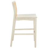 Safavieh Benicio Rattan Counter Stool - Set of 2 White Body/ Natural Back Rest BST1506B-SET2