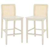 Safavieh Benicio Rattan Counter Stool - Set of 2 White Body/ Natural Back Rest BST1506B-SET2