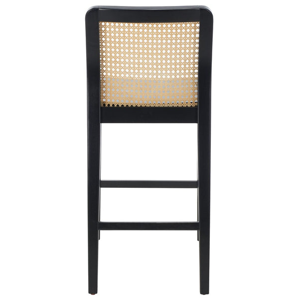 Safavieh Benicio Rattan Counter Stool - Set of 2 Black Body/ Natural Back Rest BST1506C-SET2