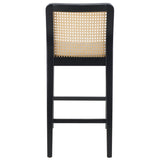 Safavieh Benicio Rattan Counter Stool - Set of 2 Black Body/ Natural Back Rest BST1506C-SET2