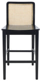 Safavieh Benicio Rattan Counter Stool - Set of 2 Black Body/ Natural Back Rest BST1506C-SET2