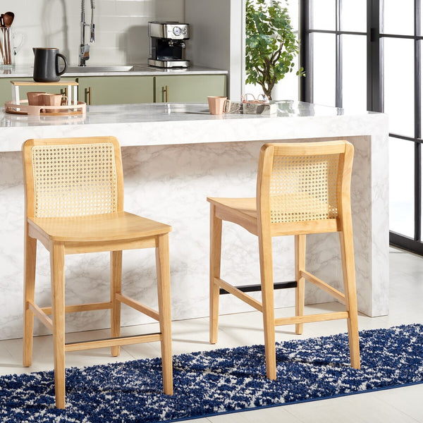 Safavieh Benicio Rattan Counter Stool - Set of 2 Natural BST1506D-SET2