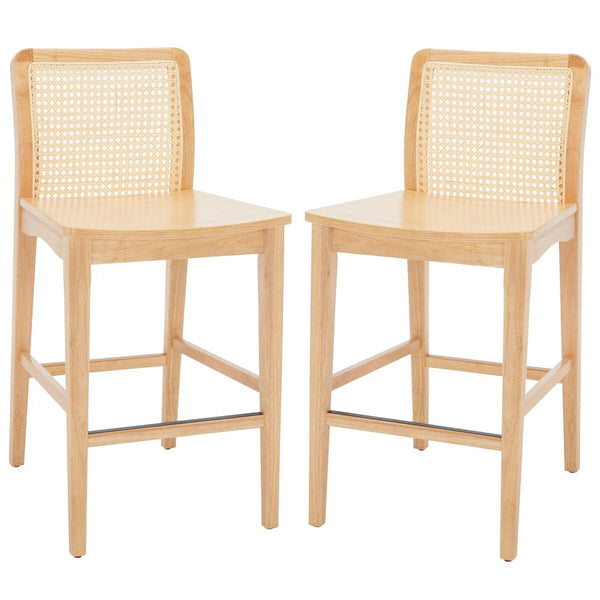Safavieh Benicio Rattan Counter Stool - Set of 2 Natural BST1506D-SET2