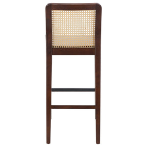 Safavieh Benicio Rattan Bar Stool - Set of 2 Dark Brown Body/ Natural Back Rest BST1507A-SET2