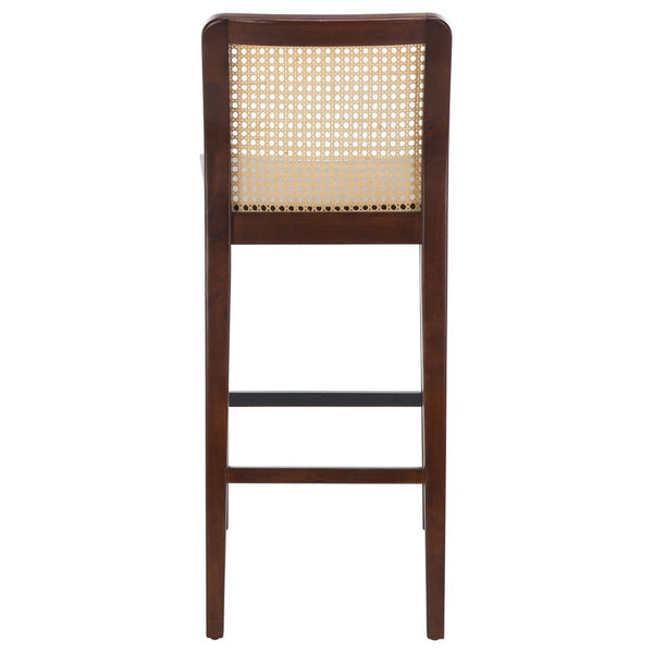 Safavieh Benicio Rattan Bar Stool - Set of 2 Dark Brown Body/ Natural Back Rest BST1507A-SET2