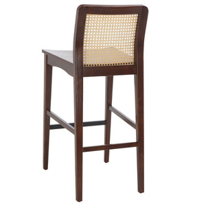 Safavieh Benicio Rattan Bar Stool - Set of 2 Dark Brown Body/ Natural Back Rest BST1507A-SET2