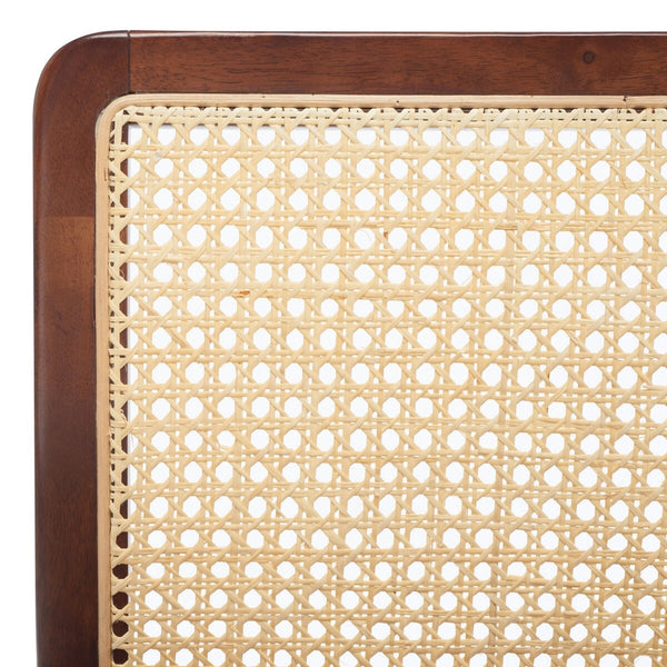 Safavieh Benicio Rattan Bar Stool - Set of 2 Dark Brown Body/ Natural Back Rest BST1507A-SET2